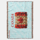 Autumn Maple Leaf Canadian Flag スローブランケット (正面縦)