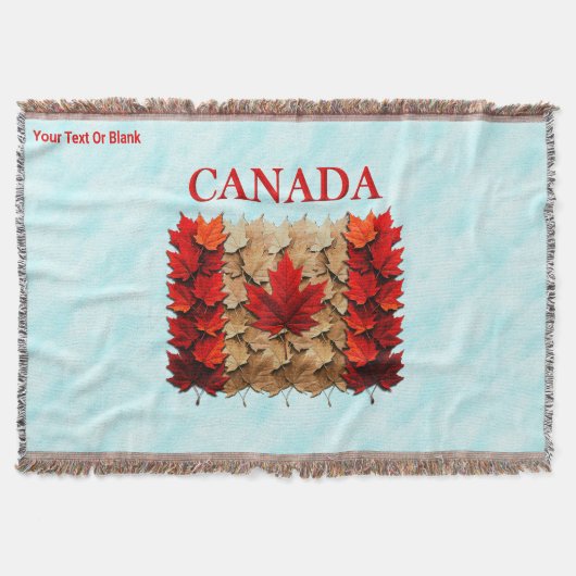 Autumn Maple Leaf Canadian Flag スローブランケット (正面)