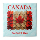 Autumn Maple Leaf Canadian Flag タイル (正面)