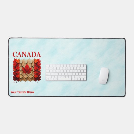 Autumn Maple Leaf Canadian Flag デスクマット (キーボード&マウス)
