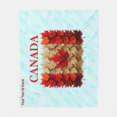 Autumn Maple Leaf Canadian Flag フリースブランケット (正面)