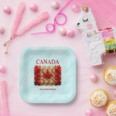 Autumn Maple Leaf Canadian Flag ペーパープレート (パーティー)