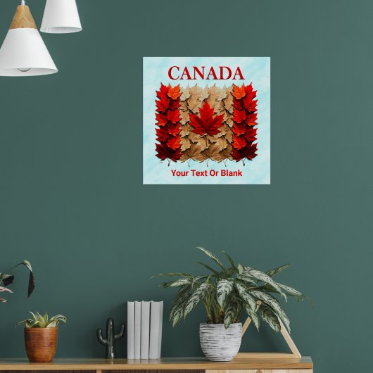 Autumn Maple Leaf Canadian Flag ポスター (リビング1)