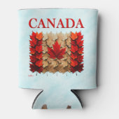 Autumn Maple Leaf Canadian Flag 缶クーラー (正面)