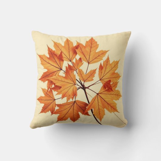 Autumn Maple Leaf Print: Fall Foliage クッション (裏面)