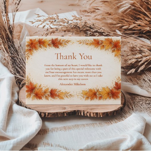 Autumn Maple Leaves Graduation Party サンキューカード