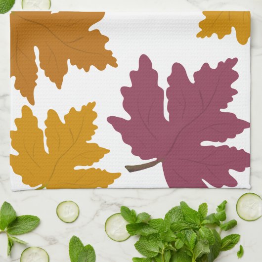 Autumn Maple Leaves Modern  キッチンタオル (折り畳み)