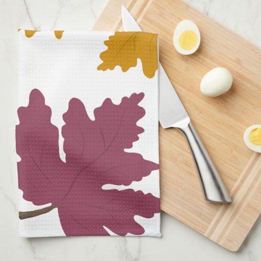 Autumn Maple Leaves Modern  キッチンタオル (四つ折り)