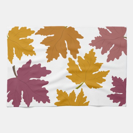 Autumn Maple Leaves Modern  キッチンタオル (横)