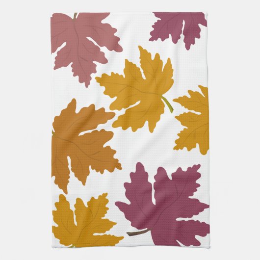 Autumn Maple Leaves Modern キッチンタオル (縦)