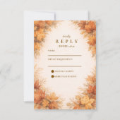 Autumn Maple Leaves Rustic Wedding 出欠カード (正面)