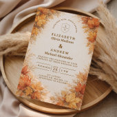 Autumn Maple Leaves Rustic Wedding 招待状
