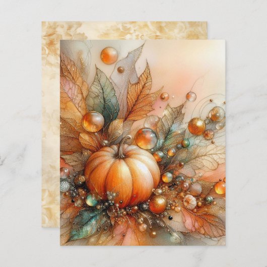 Autumn Maple Pumpkin Scrapbook Paper (正面/裏面)