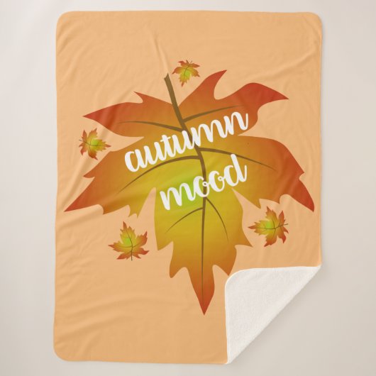 Autumn mood typography maple leaves   シェルパブランケット (正面)