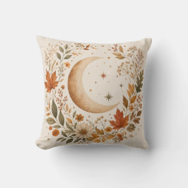 Autumn Moon Botanical Wreath Decorative Pillow クッション