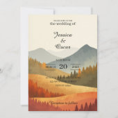 Autumn Mountain Watercolor Wedding Invitation 招待状 (正面)