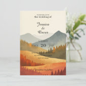 Autumn Mountain Watercolor Wedding Invitation 招待状 (スタンド正面)