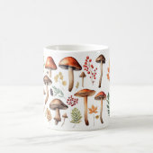 Autumn Mushrooms and Forest Leaves Illustration コーヒーマグカップ (中央)