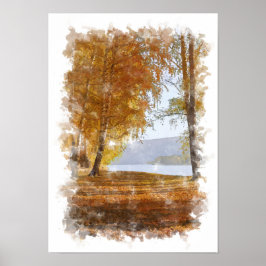 Autumn Nature Landscape - Watercolor Poster ポスター