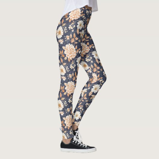 Autumn Navy Cream Floral レギンス (右)