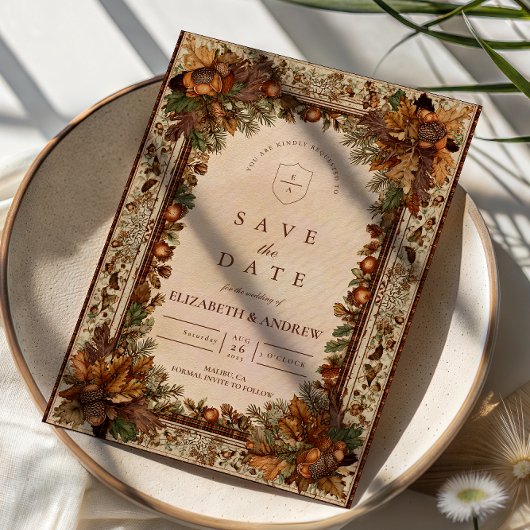 Autumn Oak Leaf Wedding セーブザデート