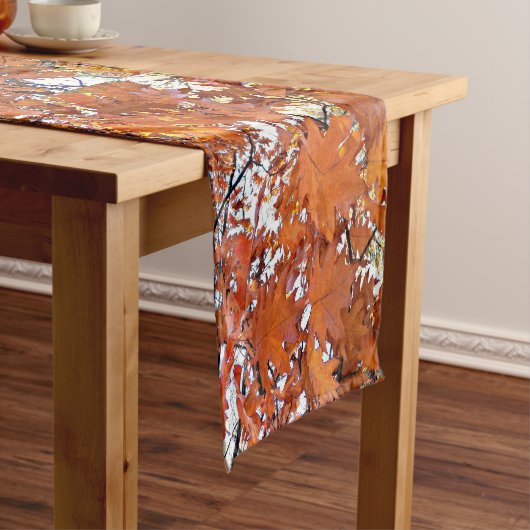 Autumn Oak Leaves Floral ショートテーブルランナー (インサイチュ)