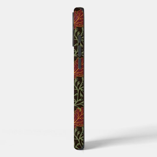Autumn Oak Leaves Pattern in Maroon and Yellow Case-Mate iPhoneケース (裏面 / 左)