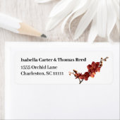 Autumn Orchid Romance Wedding Return Address Label ラベル (インサイチュ)