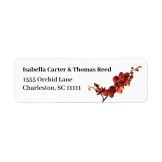 Autumn Orchid Romance Wedding Return Address Label ラベル