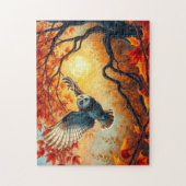 Autumn Owl Alcohol Ink art ジグソーパズル (縦)