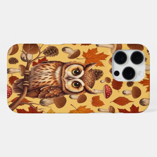 Autumn Owl And Leaves iPhoneケース (裏面横)