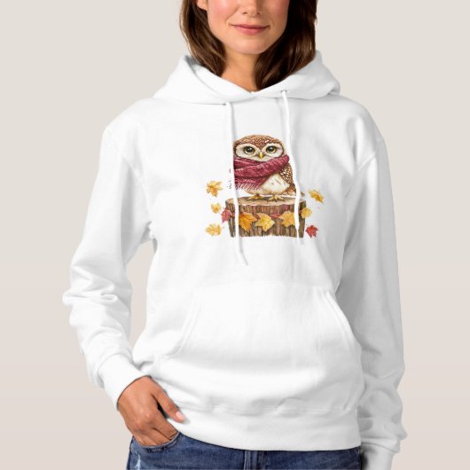 Autumn Owl Cozy Hoodie – Woodland Whimsy Edition パーカ (正面)