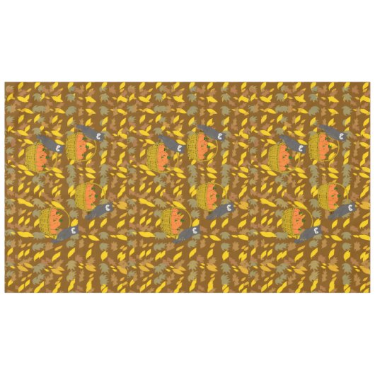Autumn Owl Pumpkin Pattern Tablecloth Harvest	 テーブルクロス (正面(横))