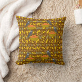 Autumn Owl Pumpkin Pattern Throw Pillow クッション (ブランケット)