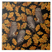 Autumn owls on black タイル (正面)