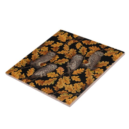 Autumn owls on black タイル (側面)