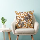 Autumn owls on cotton white クッション (椅子)