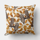 Autumn owls on cotton white クッション (裏面)