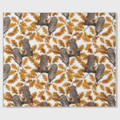 Autumn owls on cotton white ラッピングペーパー (フラット)