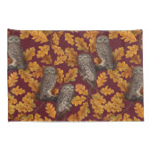 Autumn owls on dark red 枕カバー (裏面-右)