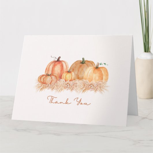 Autumn Pampas Grass Thank You Card | Neutral Boho サンキューカード (正面)