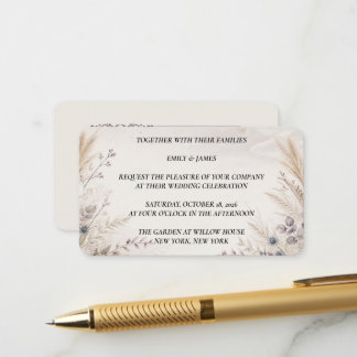 Autumn Pampas Grass Wedding Enclosure Card エンクロージャーカード