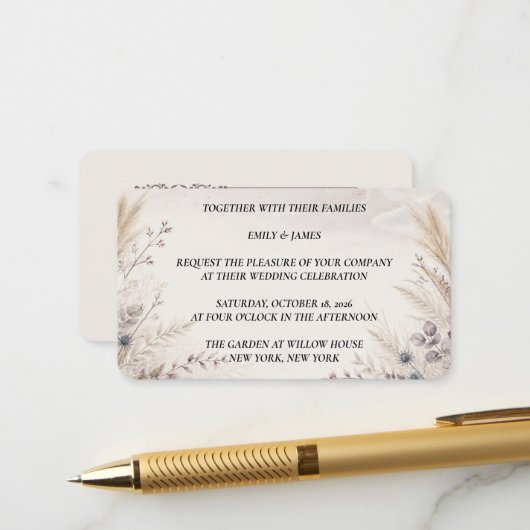Autumn Pampas Grass Wedding Enclosure Card エンクロージャーカード (正面/裏面インサイチュ)
