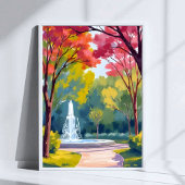 Autumn Park Fall Foliage Watercolor ポスター