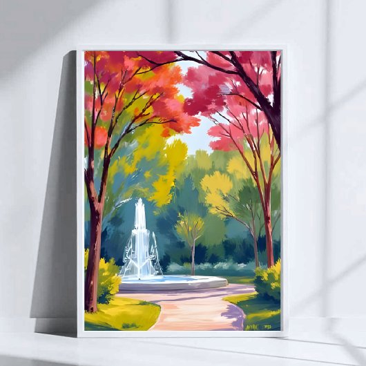 Autumn Park Fall Foliage Watercolor ポスター
