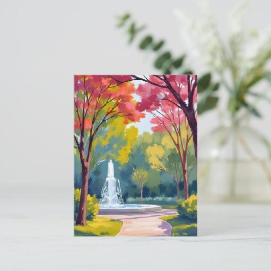 Autumn Park Fall Foliage Watercolor ポストカード (スタンド正面)