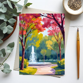 Autumn Park Fall Foliage Watercolor ポストカード