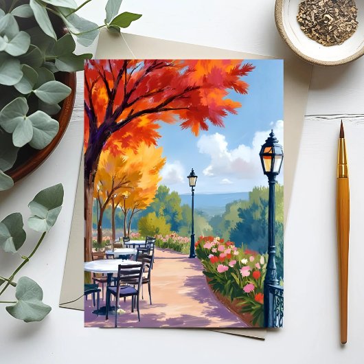 Autumn Park Stroll Watercolor Fall Foliage ポストカード
