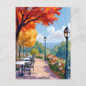Autumn Park Stroll Watercolor Fall Foliage ポストカード (正面)