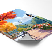 Autumn Park Stroll Watercolor Fall Foliage Art ポスター (角)